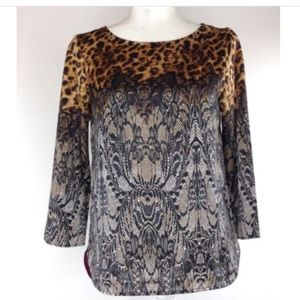 Ann Taylor Size XS Leopard & Lace 3/4 Sleeve A-438